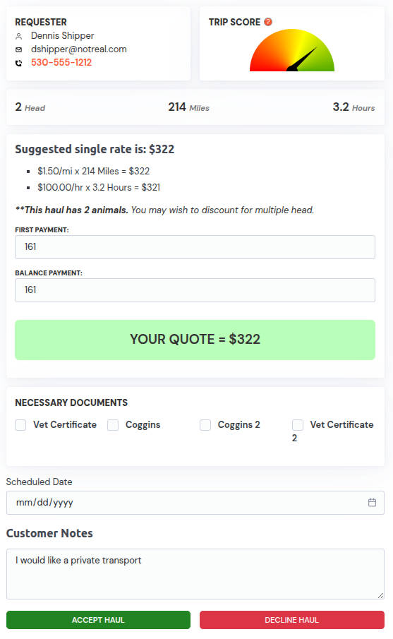 Approve and Send Quote screenshot